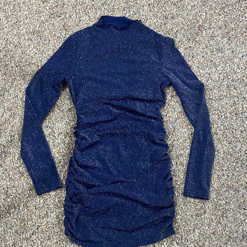 3/$10 SHEIN Shimmering Navy Long Sleeve Dress